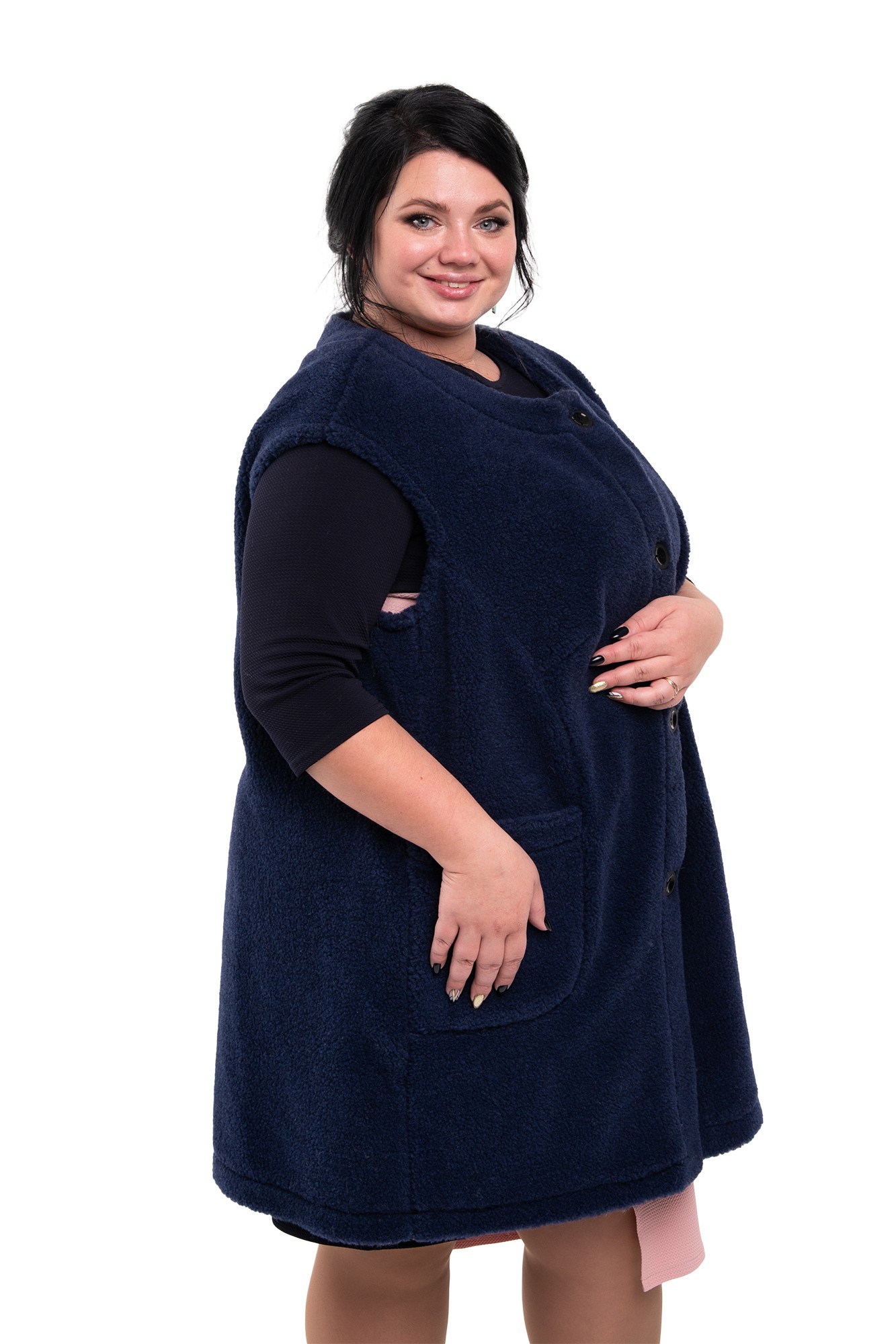 Xxl длинный. Жилет женский Wool XXL+ цвет индиго. Жилет long XXL+ С подкладкой цвет ваниль.